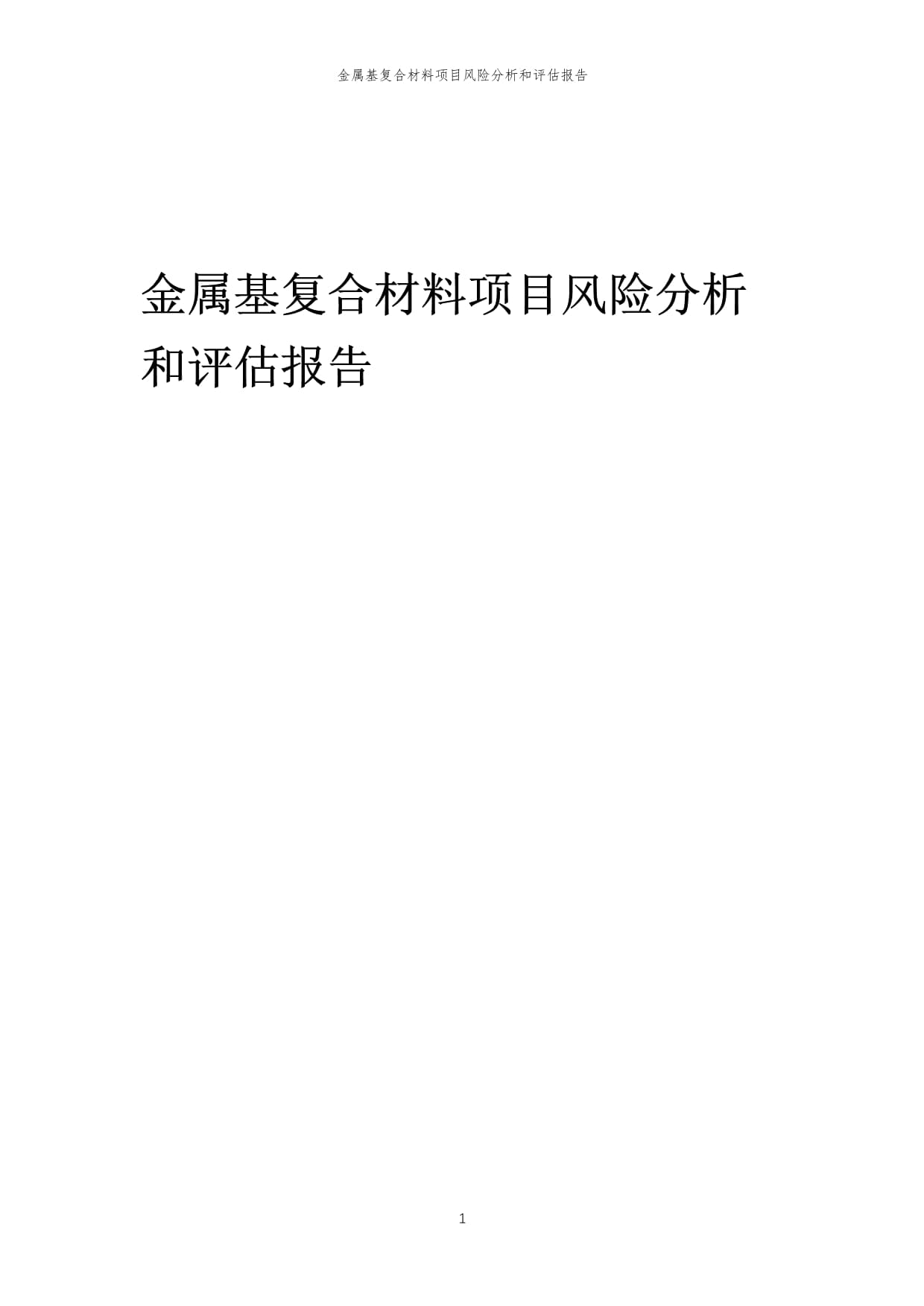 金属基复合材料项目风险分析与评估报告